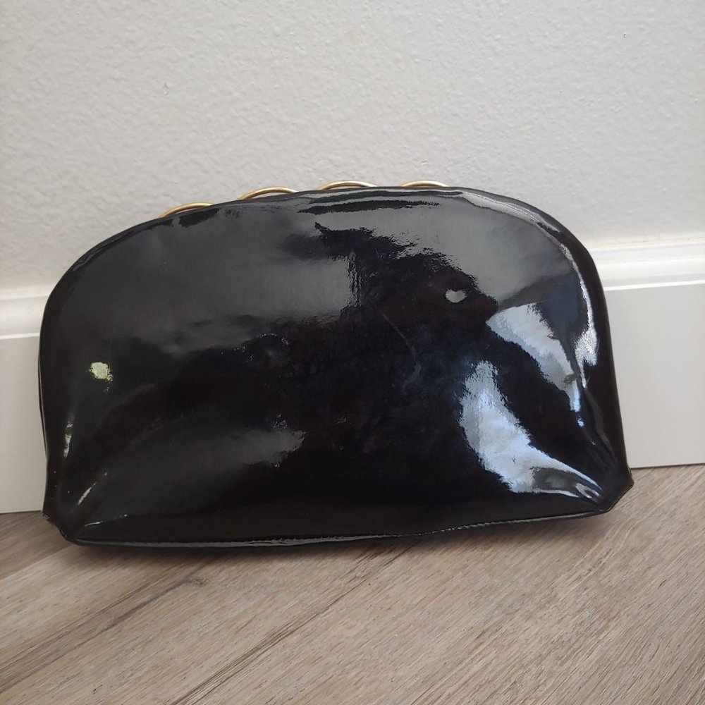 ♥️SOLD♥️Vintage Patent Leather Stitched Floral C - Picture 2 of 5